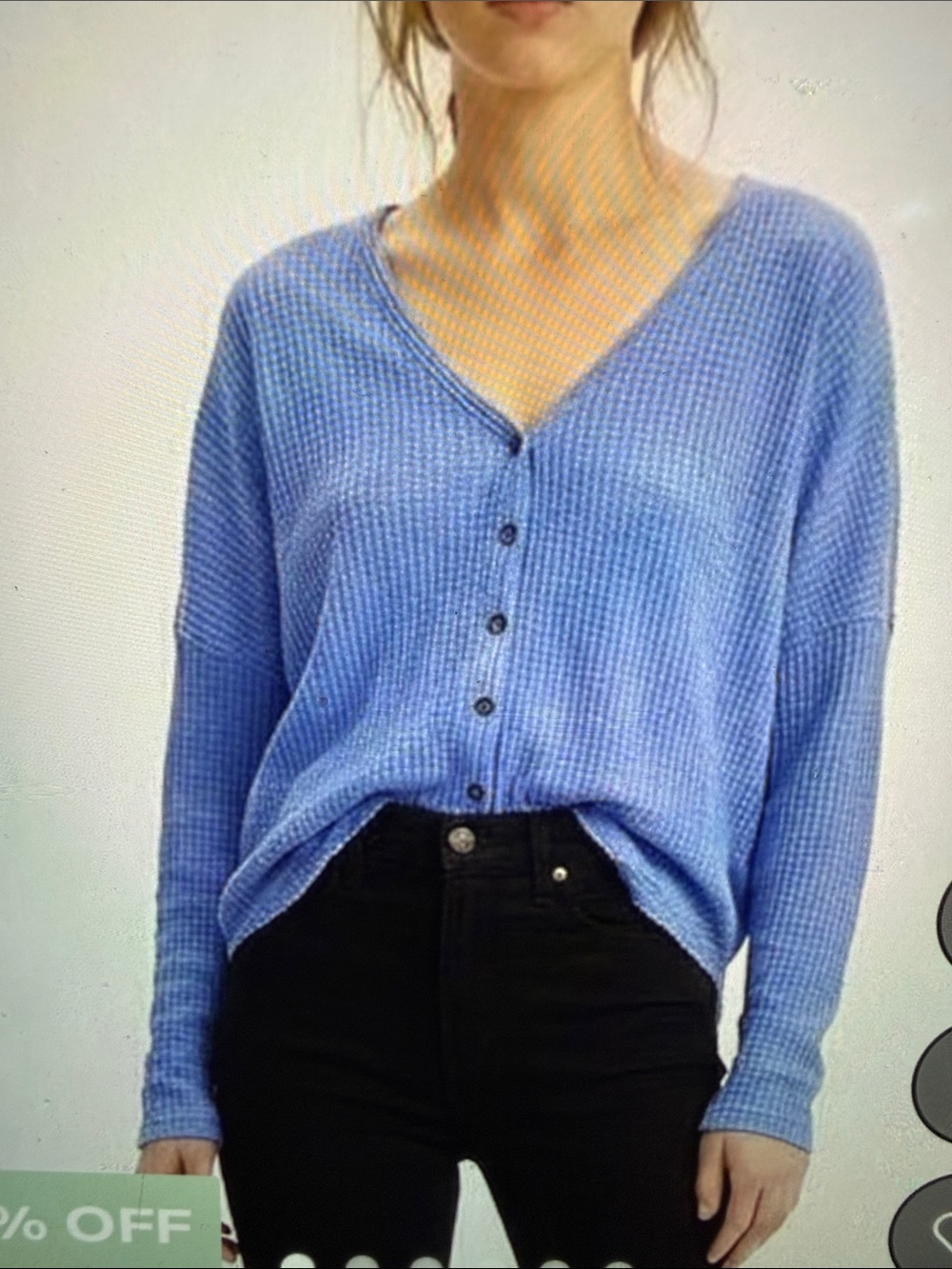 Urban Outfitters Out From Under V-Neck Waffle 
Knit Button Front  Size XS